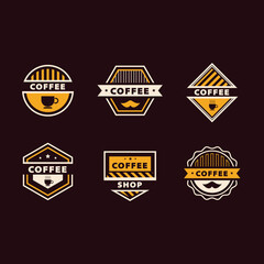 Obraz premium Pixel Art Coffee Shop Logo Badges Collection
