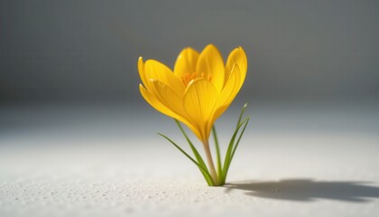 Yellow flower blooming on soft surface close-up nature indoor serenity