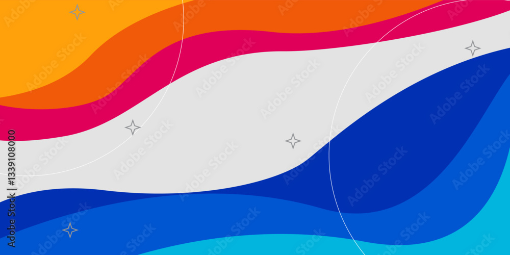 Poster simple blue and orange geometric business banner design. creative banner design with wave shapes and