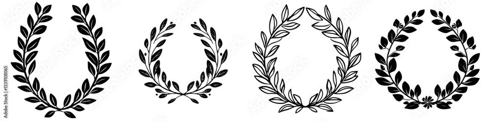 Poster decorative laurel wreath designs in various sizes and styles for artistic use and graphic projects