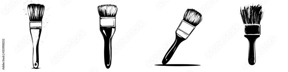 Poster detail of various paint brushes showcasing different shapes and sizes for diverse artistic applicati