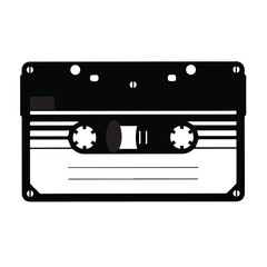 A vintage cassette in a vector icon silhouette design represents an era of music, offering a nostalgic feel for collectors and retro enthusiasts alike.

