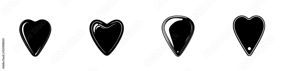 Aufkleber black heart icons arranged in various shapes on a minimalist background suitable for graphic design 