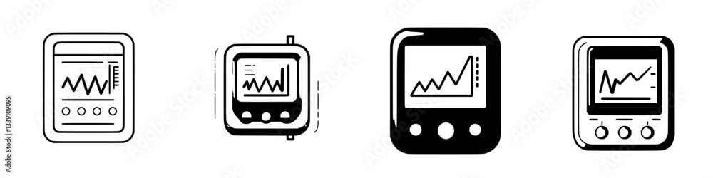 Poster various digital devices displaying upward trending graphs representing data analysis and performance