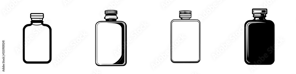 Poster different styles of bottles displayed in a minimalist design setting showcasing various shapes and s