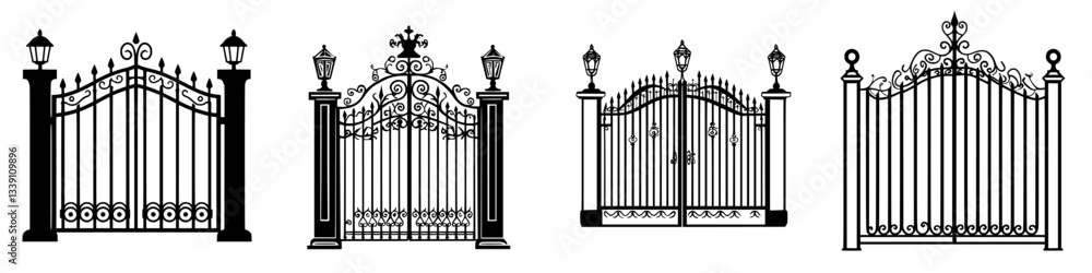 Poster decorative gates showcasing various designs and styles in a range of artistic forms during daylight