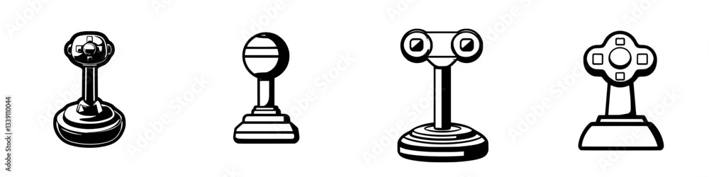 Aufkleber retro gaming controllers displayed together showcasing classic design styles and variations in shape