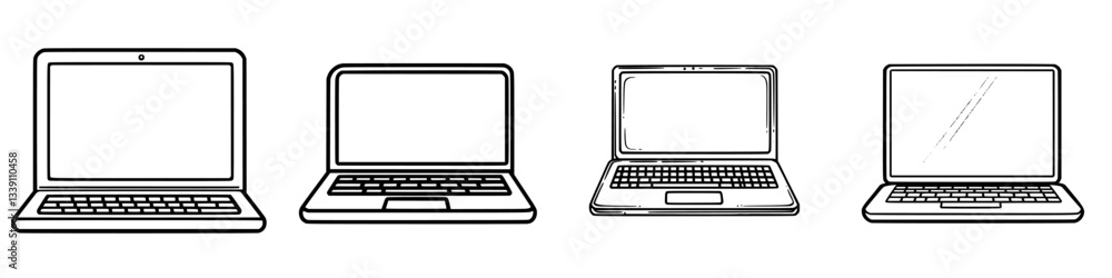 Poster different styles of laptop designs showcasing various features and appearances in a simple layout
