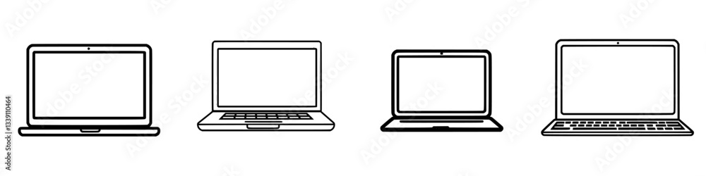 Poster various laptop designs shown side by side, highlighting differences in models and styles for technol