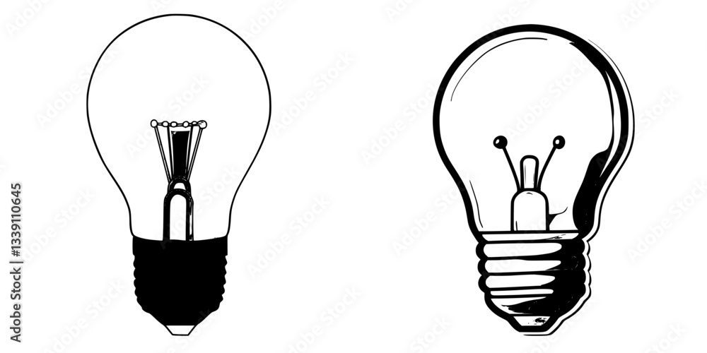 Poster different types of light bulbs showcasing various designs and structures for illumination
