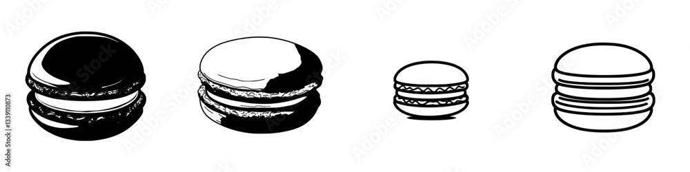Poster delightful macarons displayed in various sizes showcasing their elegant design and textures in a min