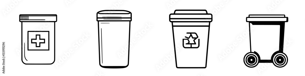 Poster containers for waste management and recycling in a clean environment with identifiable features
