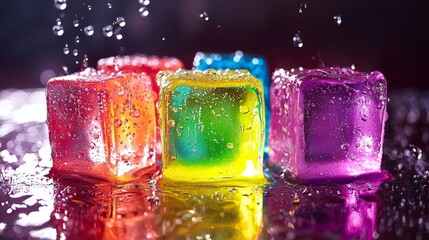 An artistic take on ice melting in oil, with vibrant colors reflecting through the liquid. --chaos 20 --ar 16:9 --quality 2 --v 6.1 Job ID: 964adef9-c8ff-4d6e-bb0f-fd4d49442501