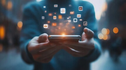 Smartphone displaying digital file icons