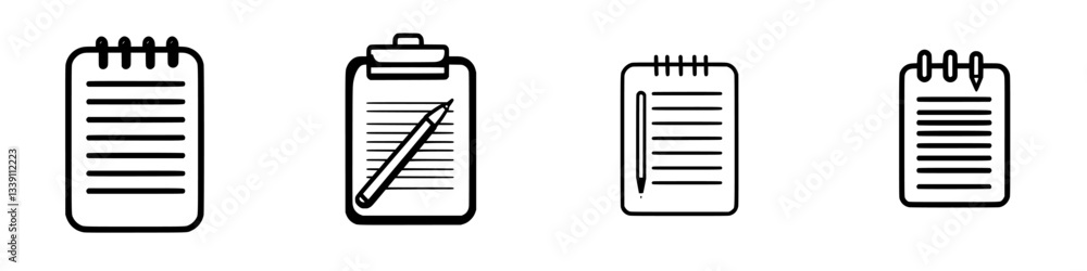 Poster notebooks and clipboards arranged together on a simple background showcasing writing tools for organ
