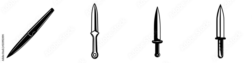 Poster various types of knives displayed in a row showcasing their distinct styles and designs