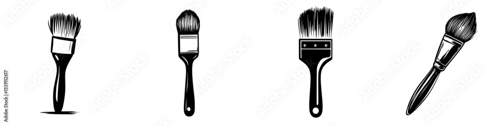 Aufkleber different types of paintbrushes displayed on a plain background showcasing their unique shapes and u
