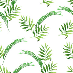 Seamless tropical vector pattern with tropical plants and palm leaves. Vector summer background. Stock vector ESP 10