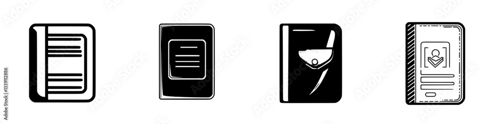 Poster collection of varied notebook designs showcasing different styles and functionalities for students a