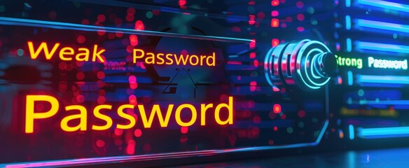 Cybersecurity concept with password strength indicator ,World Password Day protection elements