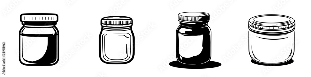 Poster variety of jars displayed on a white background showcasing different shapes and sizes of glass conta