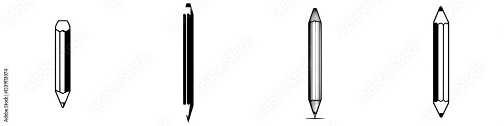 Poster sketching various pencil designs arranged in a row showing different styles and shapes