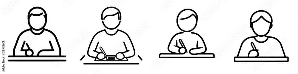 Poster students engage in various writing activities at a study session in a classroom setting