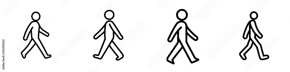 Poster simple sequence of illustrations depicting a walking figure moving from left to right during daytime