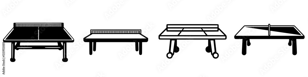 Poster different styles of table tennis tables displayed in a simple and modern design during a recreationa