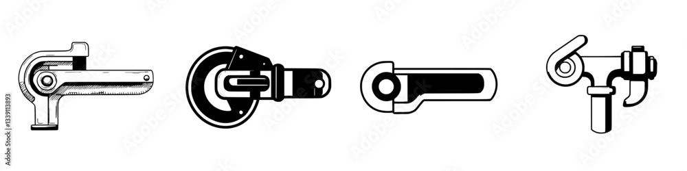 Poster various types of mechanical levers displayed for educational purposes in a workshop setting