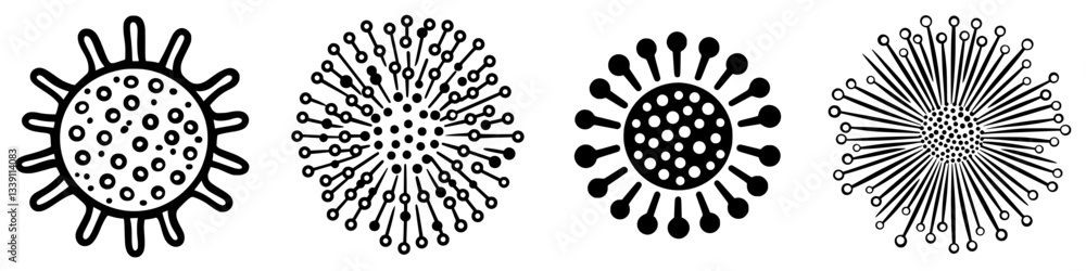 Poster artistic representations of microbial cells showcasing diverse shapes and structures in a scientific