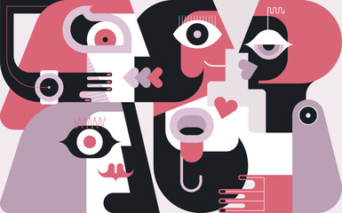 A geometric style vector illustration of five people.