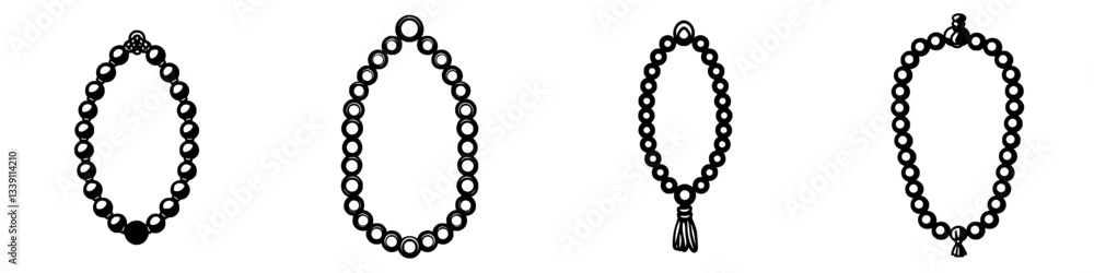 Poster different styles of necklaces displayed in a simple design highlighting elegance and versatility in 