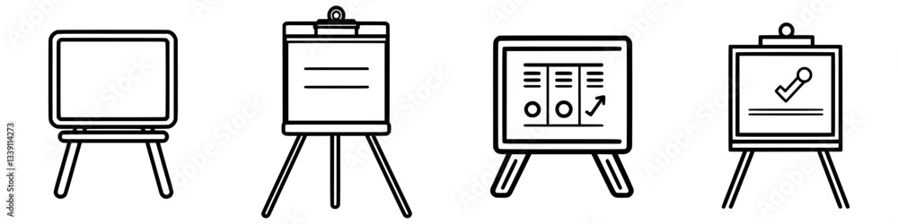 Poster various styles of easels for presentations and visual displays in a creative workspace setting