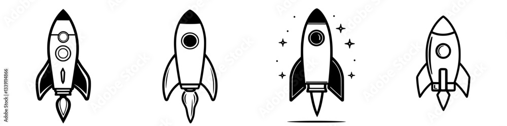 Poster different rocket designs with various features ideal for a space exploration project