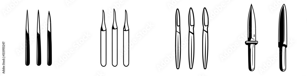 Poster Various styles of knives displayed on a simplistic background highlighting their design features and shapes