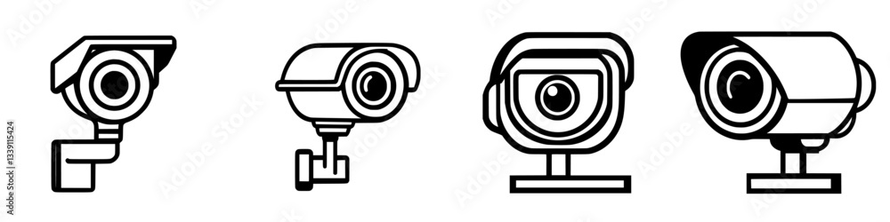 Aufkleber different types of surveillance cameras displayed in a simple design