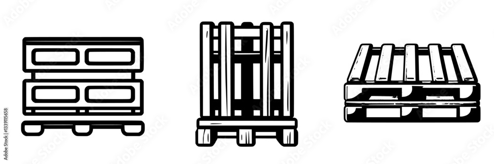 Poster various types of wooden pallets showcasing different designs and structures for storage and transpor