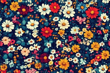 Vibrant floral pattern, a profusion of colorful flowers