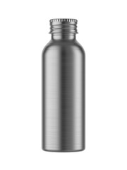 Blank Brushed Silver Aluminum Bottle Packaging 3d Illustration.