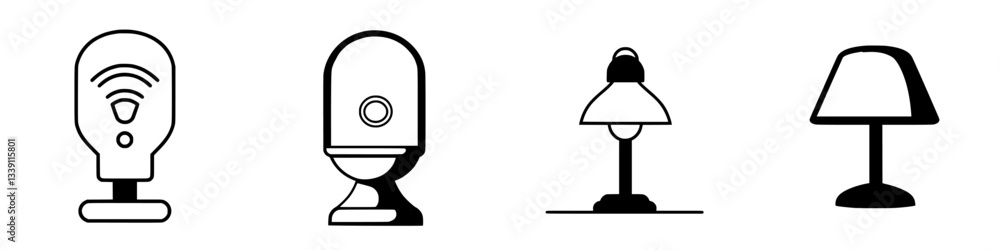 Aufkleber various modern lamp designs showcasing different styles and shapes in a minimalistic presentation
