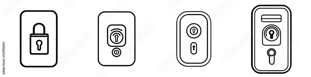 Poster various lock icons showing different types of locking mechanisms and security features