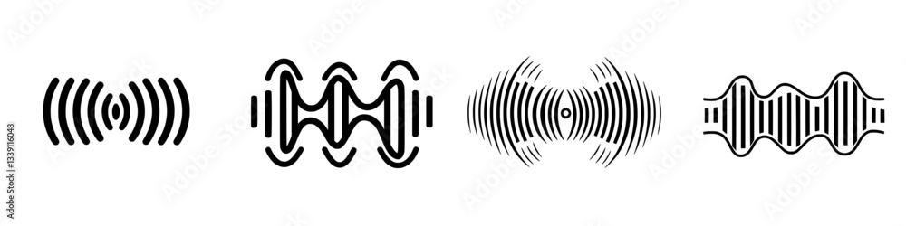 Aufkleber unique sound wave patterns displayed in a minimalist design for creative inspiration