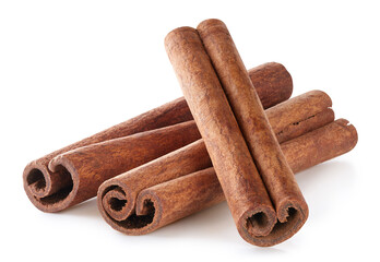 Cinnamon sticks isolated on white background. Cinnamon roll. Cinnamon Clipping Path