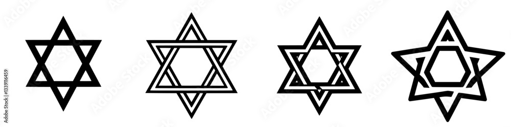 Poster designs of star symbols with various geometric styles created with clean lines and minimalist aesthe
