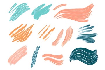 Fototapeta premium Flowing Colorful Vector Brush Strokes on White Background