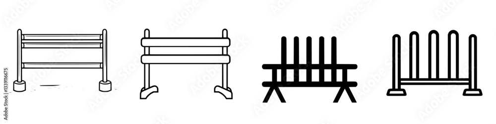 Poster various types of fences displayed in different styles, showcasing design and construction options fo
