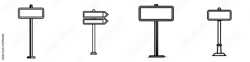 Poster various styles of blank directional signs suitable for urban environments and intricate signage proj