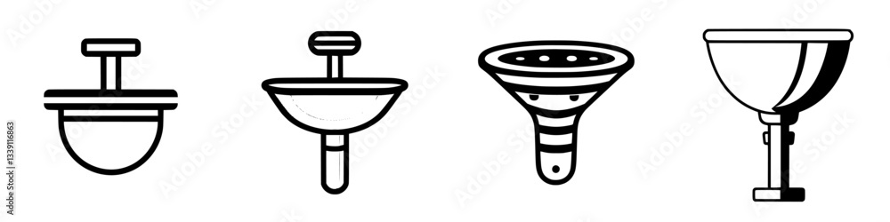 Aufkleber various types of funnels displayed against a simple background showcasing their unique designs and s