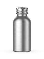 Blank Brushed Silver Aluminum Bottle Packaging 3d Illustration.